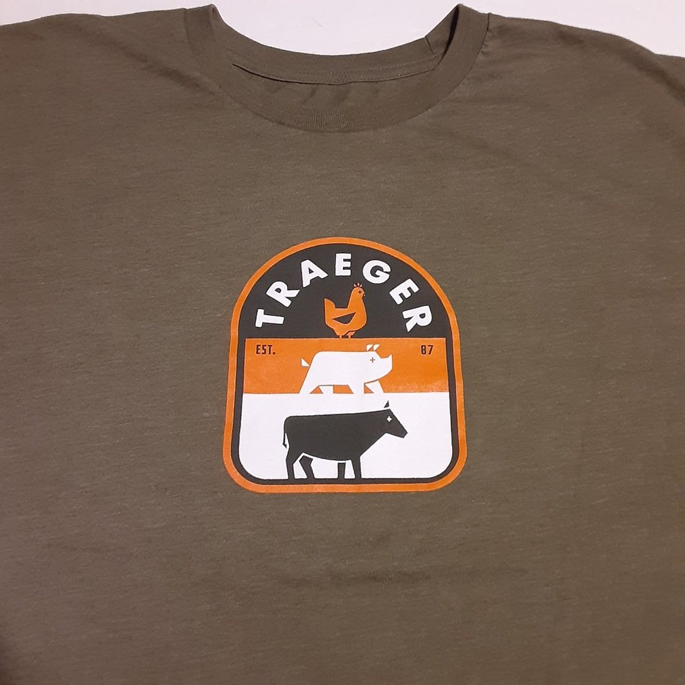Traeger Men's Olive Green SS T Shirt in Size 2XL